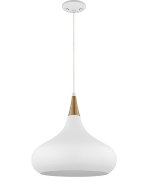 Phoenix 1-Light Pendant Matte White / Burnished Brass