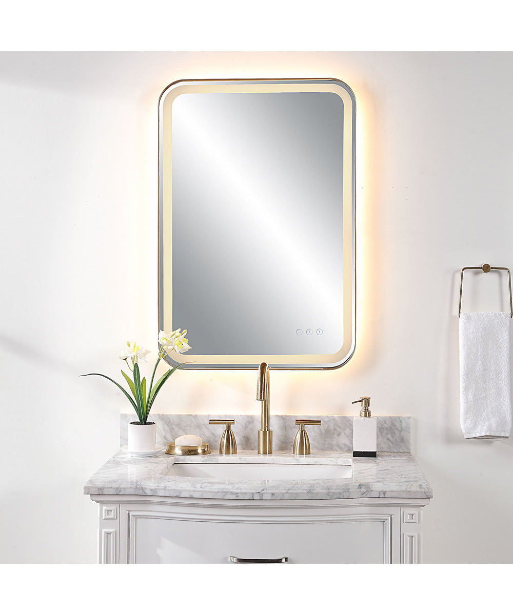 Crofton Lighted Brass Vanity Mirror