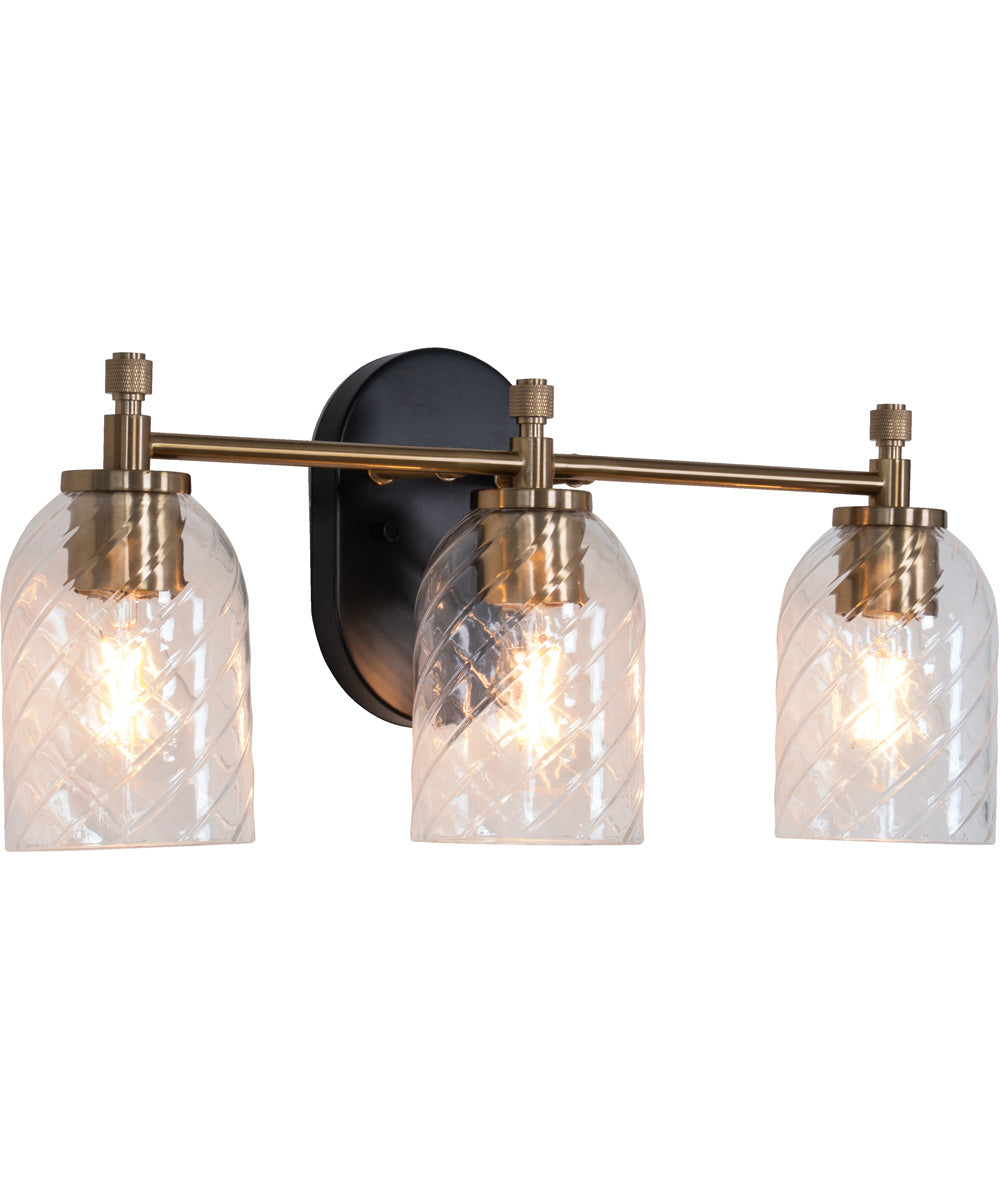 Council 3-Light Lighting Flat Black/Satin Brass