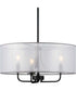 Riley 3-Light Organza Shade New Traditional Pendant Light Matte Black