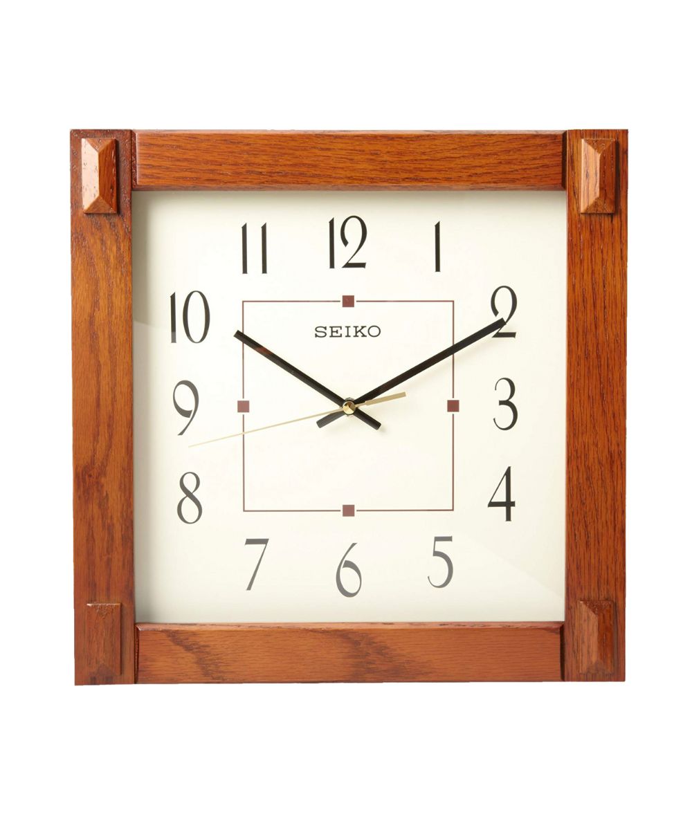 Square Medium Brown Wood Wall Clock