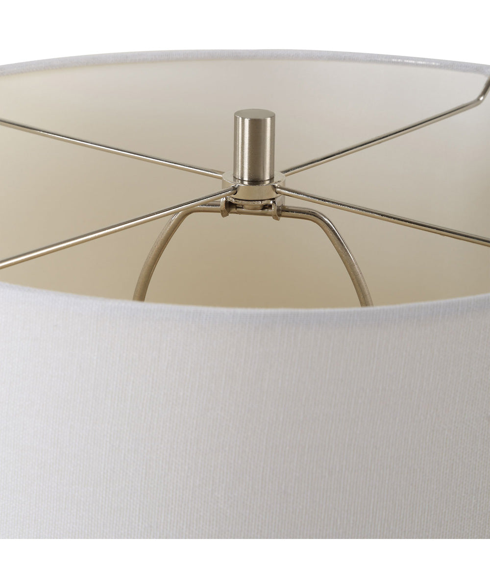 Ceramic Gourd Table Lamp in Ivory with Off-White Linen