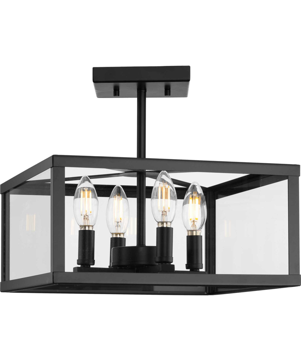 Hillcrest 13 in. 4-Light Transitional Semi-Flush Mount Light Matte Black