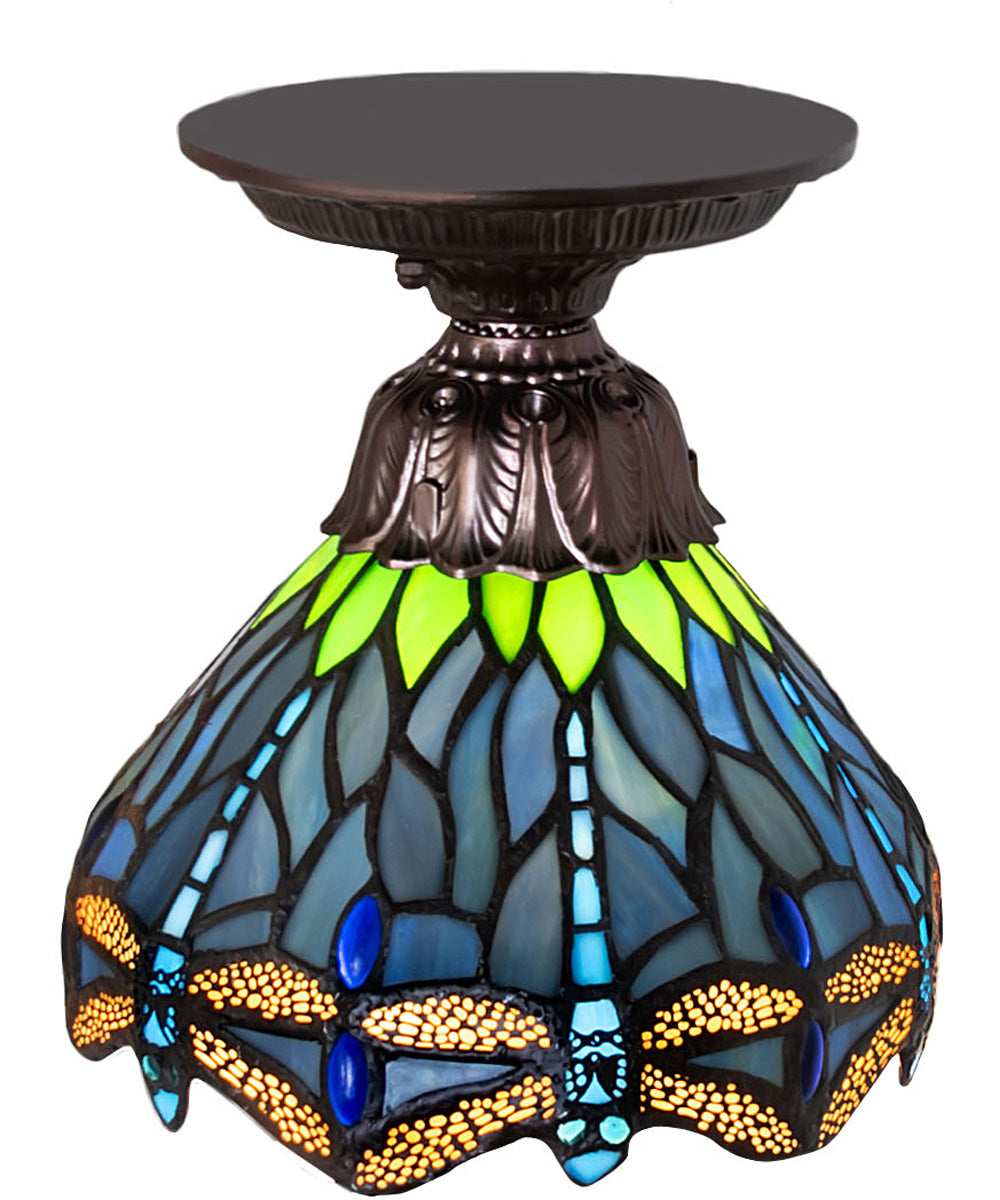 7" Wide Tiffany Hanginghead Dragonfly Flushmount Ceiling Light
