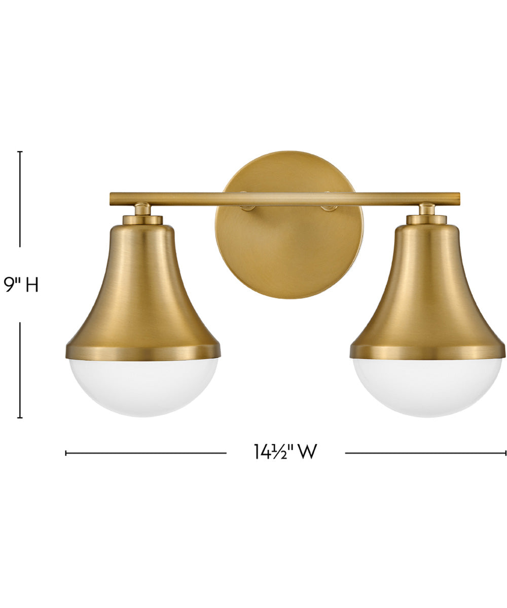 Haddie 2-Light Small Two Light Vanity in Lacquered Brass