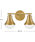 Haddie 2-Light Small Two Light Vanity in Lacquered Brass