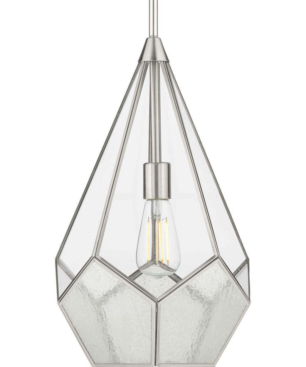 Cinq 1-Light Clear Glass Global Pendant Light Brushed Nickel