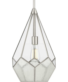 Cinq 1-Light Clear Glass Global Pendant Light Brushed Nickel