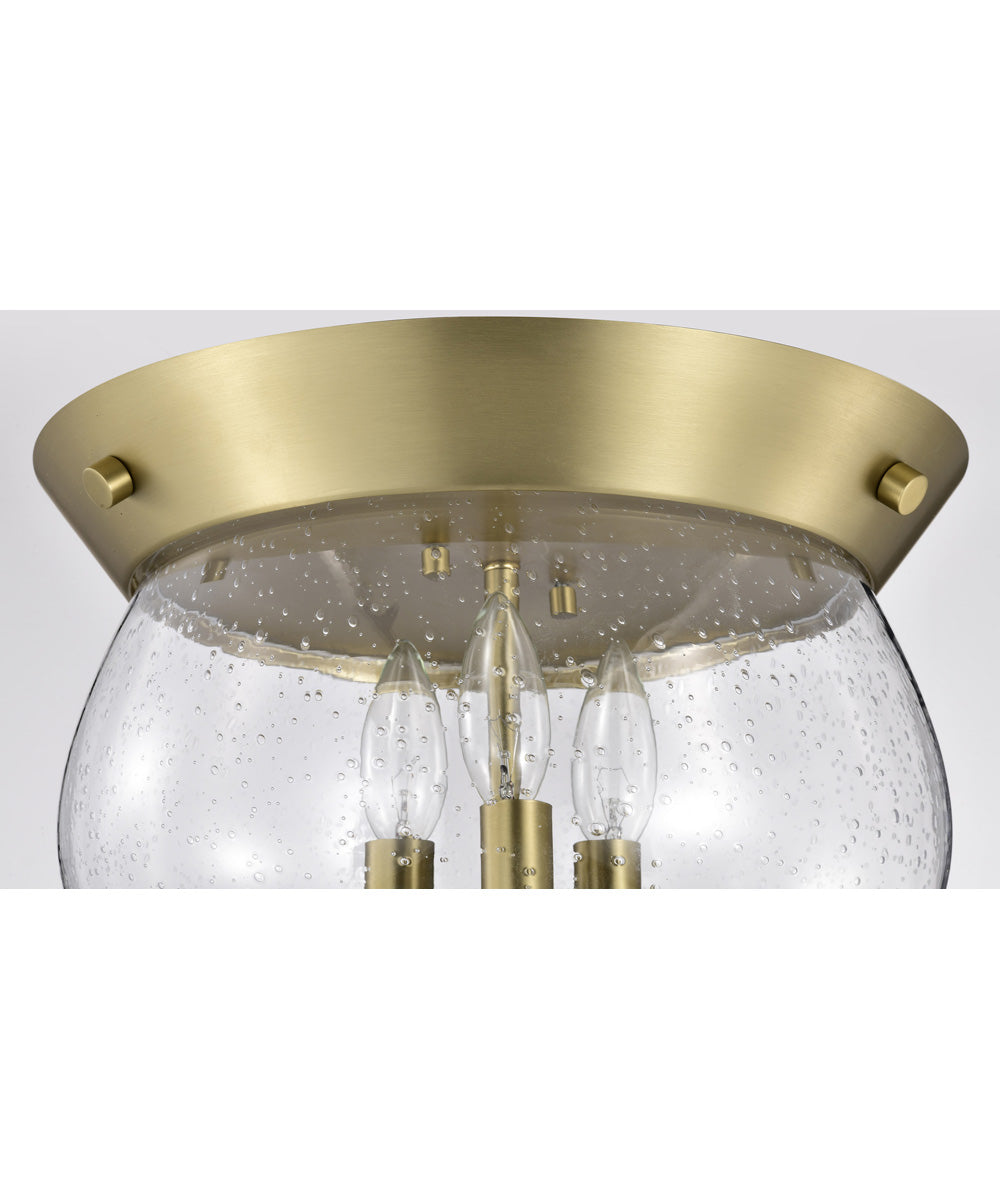 Boliver 3-Light Close-to-Ceiling Vintage Brass