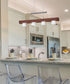 Adesso Burlington 24" W LED 4 Light Island/Dining Modern Pendant, Walnut Brushed Steel Metal Finish