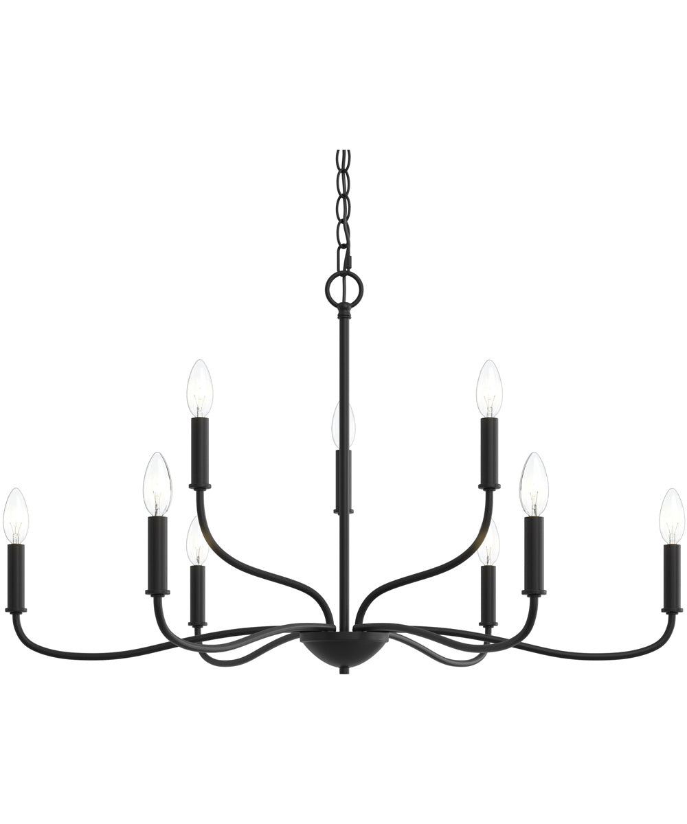 Ilia 9-Light Two-Tier Chandelier Matte Black