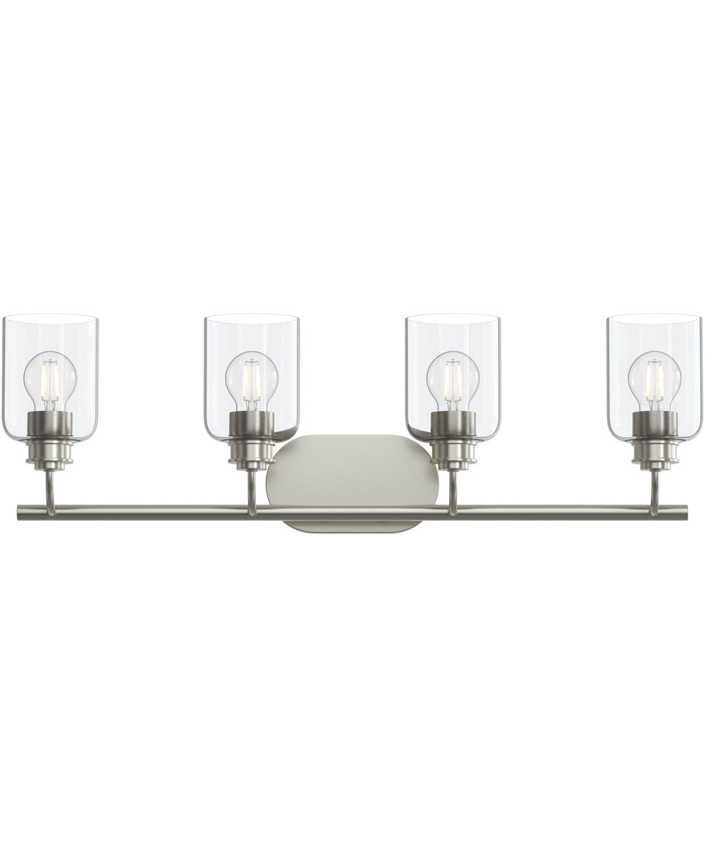 Reines 4-Light Bath Vanity with Clear Glass Shades Brushed Nickel