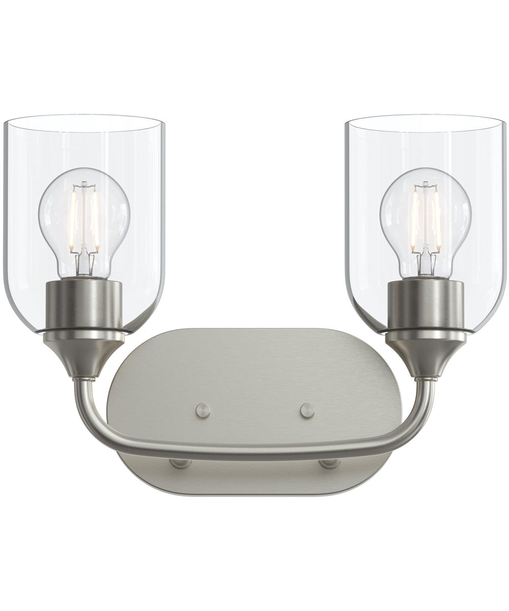 Ilia 2-Light Bath Vanity with Clear Glass Shade Brushed Nickel