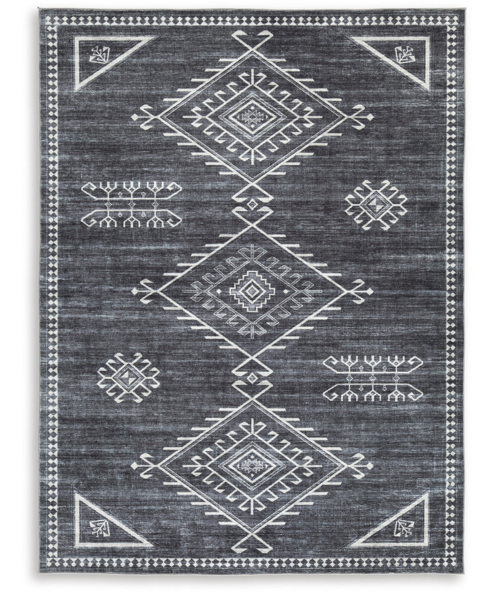 Arloman Washable Medium Rug Black/Cream/Gray