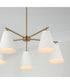 Charlie 5-Light Chandelier Matte Brass and White