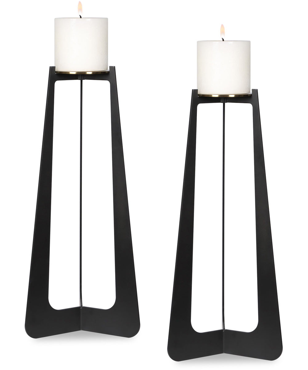 Columnar Black Candleholders Set of 2