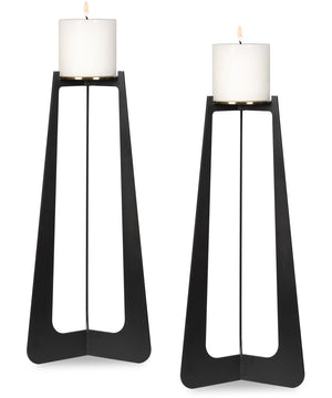 Columnar Black Candleholders Set of 2