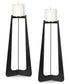 Columnar Black Candleholders Set of 2