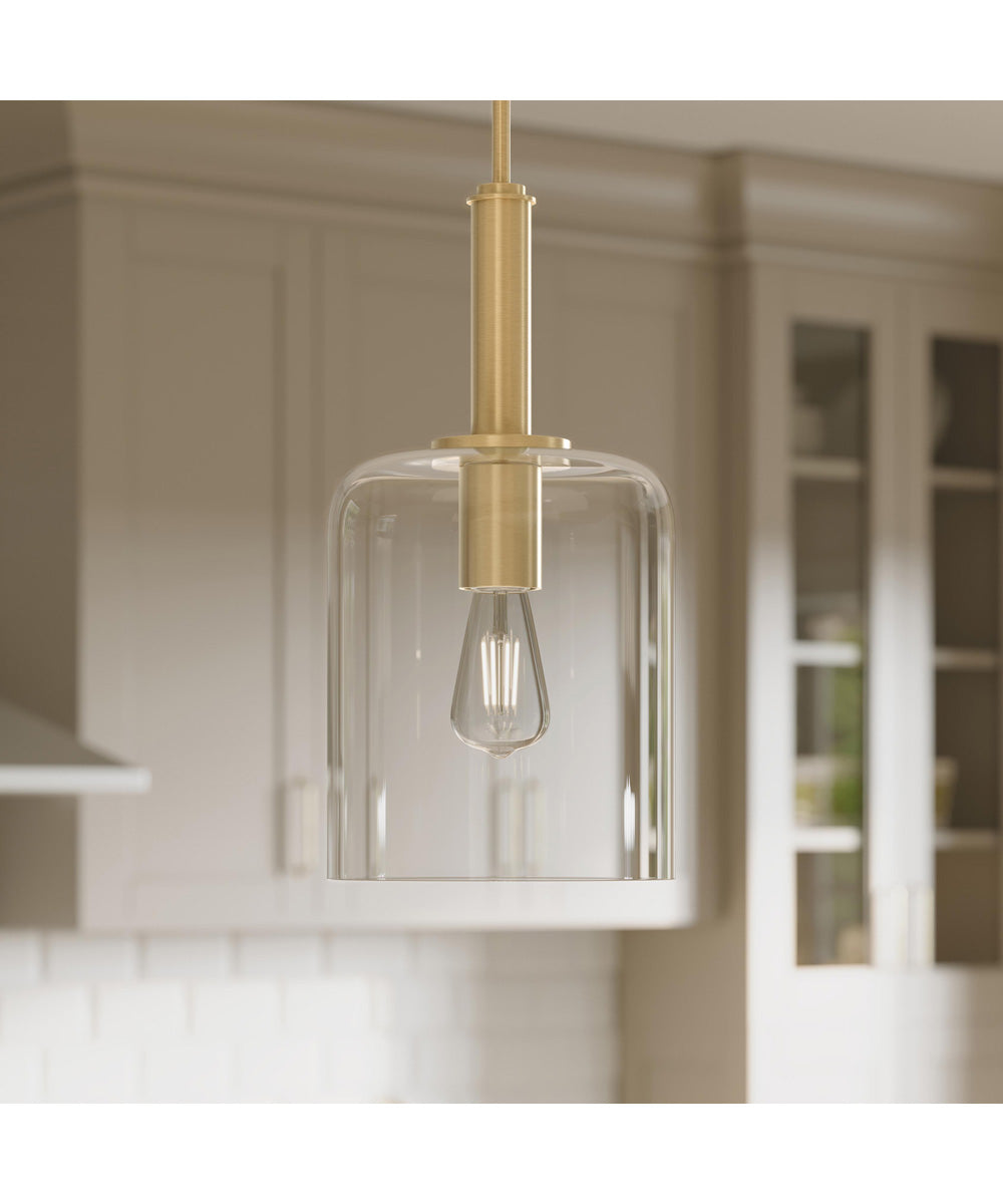 Reines 1-Light Pendant with Clear Glass Shade Brushed Gold