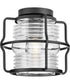 Keegan 1-Light Clear Glass Coastal Outdoor Flush Mount Light Matte Black