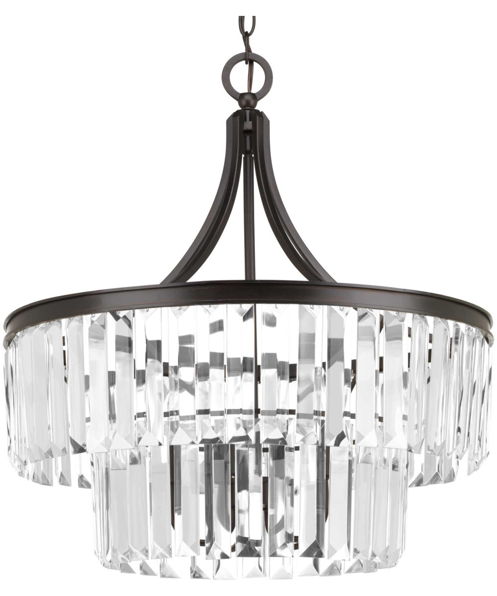 Glimmer 5-Light Clear Glass Luxe Pendant Light Antique Bronze