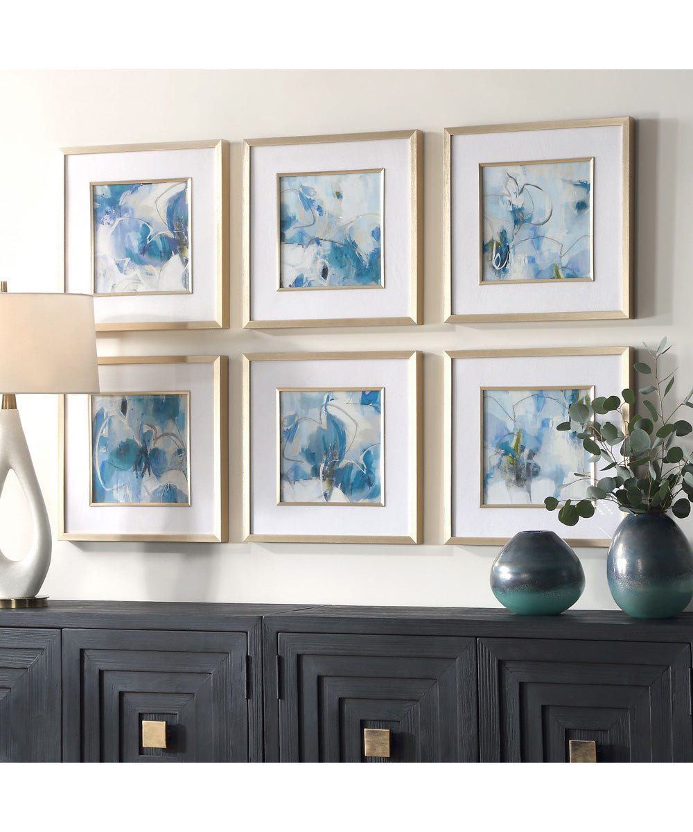 Fresh Start Blue Abstract Prints, Set of 6