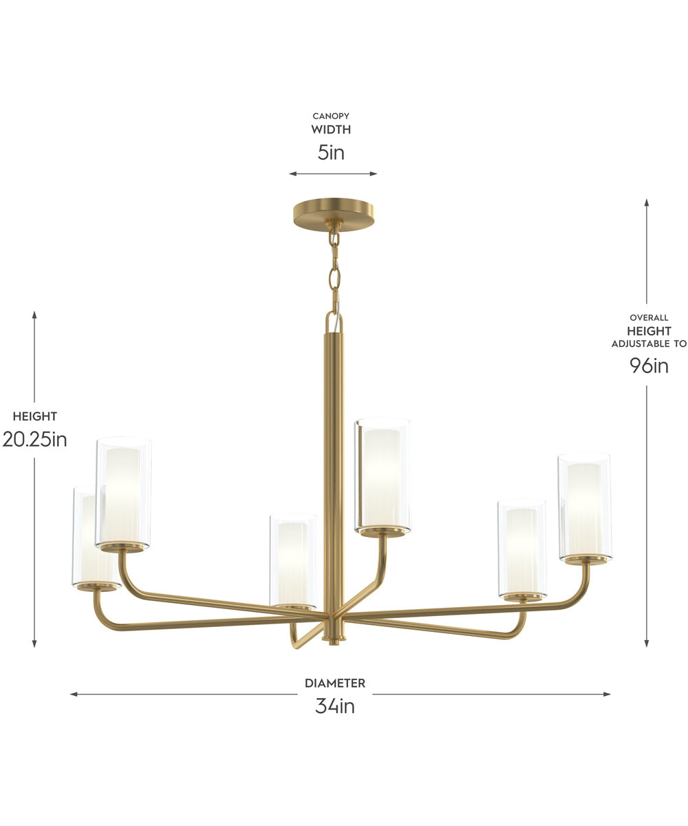 Mack 6-Light Chandelier with Layered Glass Shades Brushed Gold