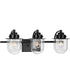 Northlake 3-Light Clear Glass Transitional Bath Light Matte Black