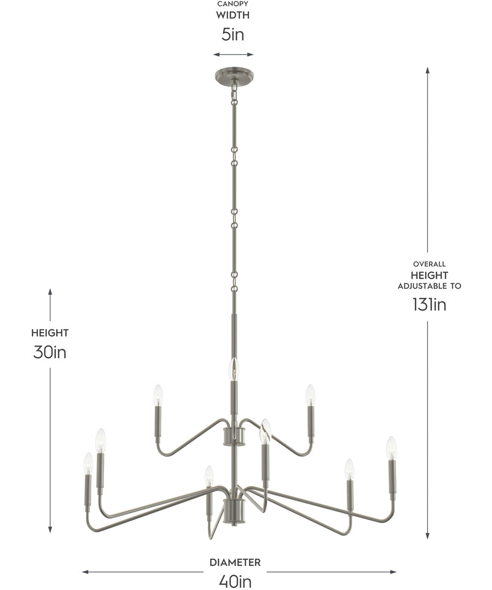 Pilar Two-Tier 9-Light Chandelier Brushed Nickel