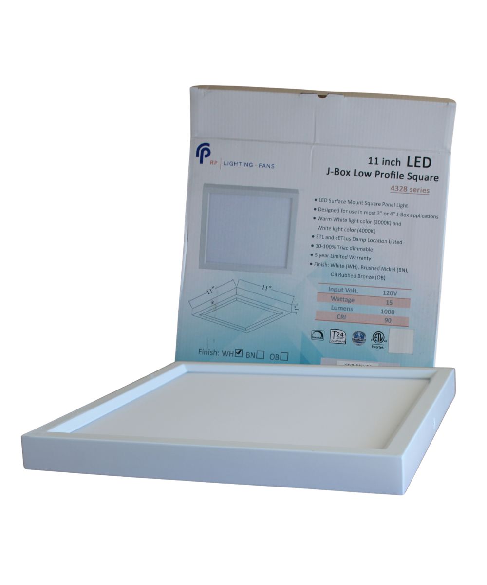 11"W 1-Light Square LED Flush Mount Light Fixture White Acrylic Finish