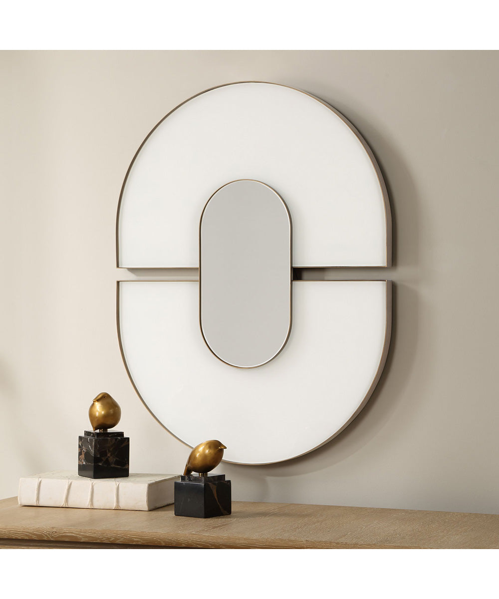 Encase Modern White Oval Mirror