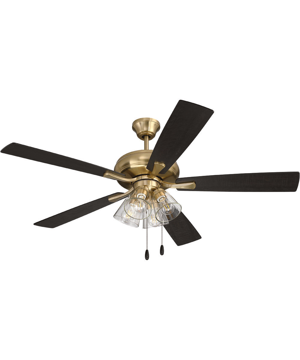 Eos Clear 4 Light 4-Light Fan Satin Brass