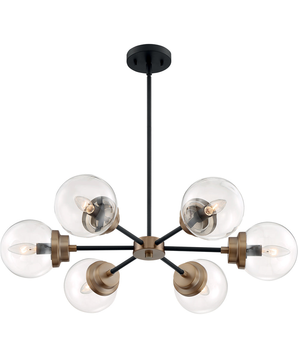 30"W Axis 6-Light Chandelier Matte Black / Brass