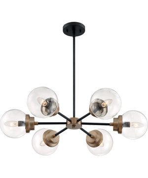 30"W Axis 6-Light Chandelier Matte Black / Brass