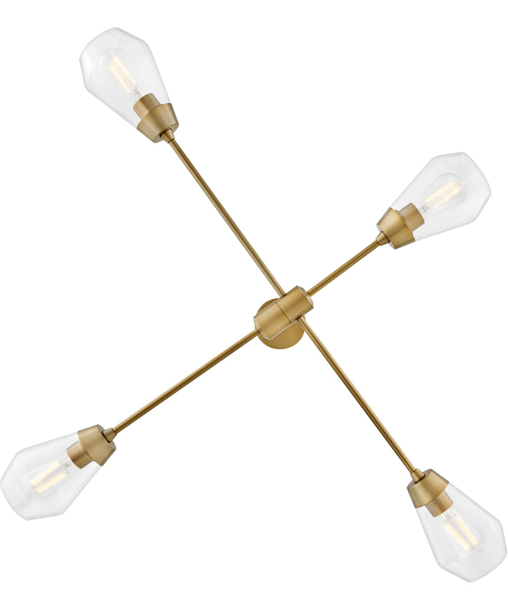 Livie 4-Light Medium Convertible Mobile Single Tier in Lacquered Brass