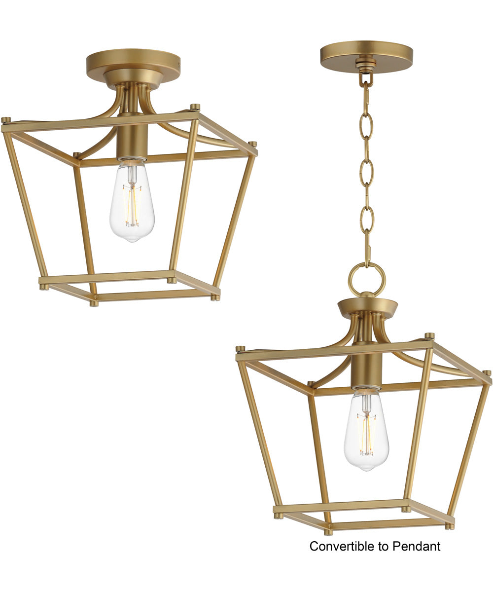 Clifton Single Pendant / Semi-Flush Natural Aged Brass