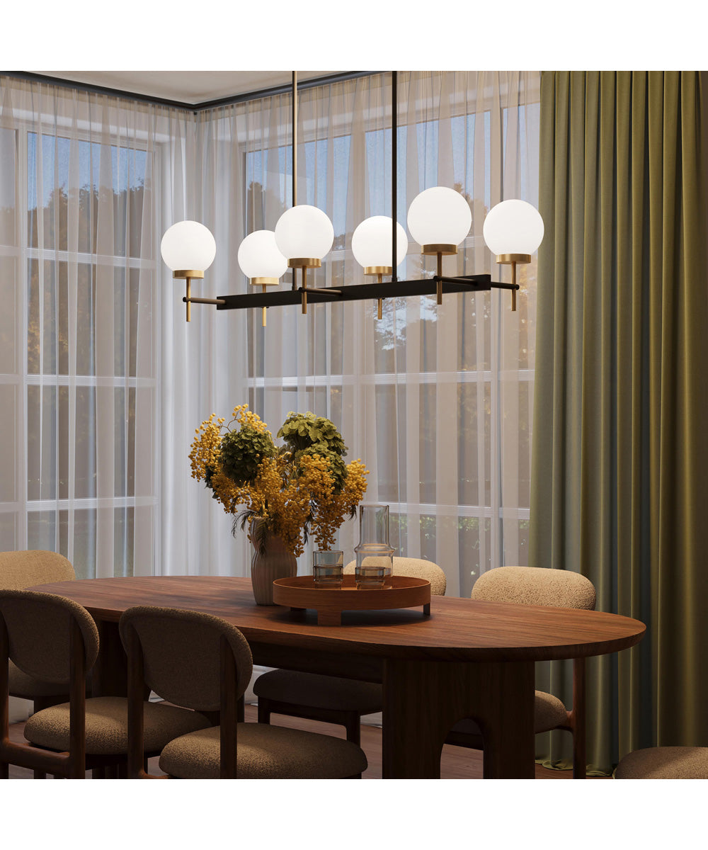 Rigsby 6-Light Linear Chandelier Matte Black and Brushed Gold