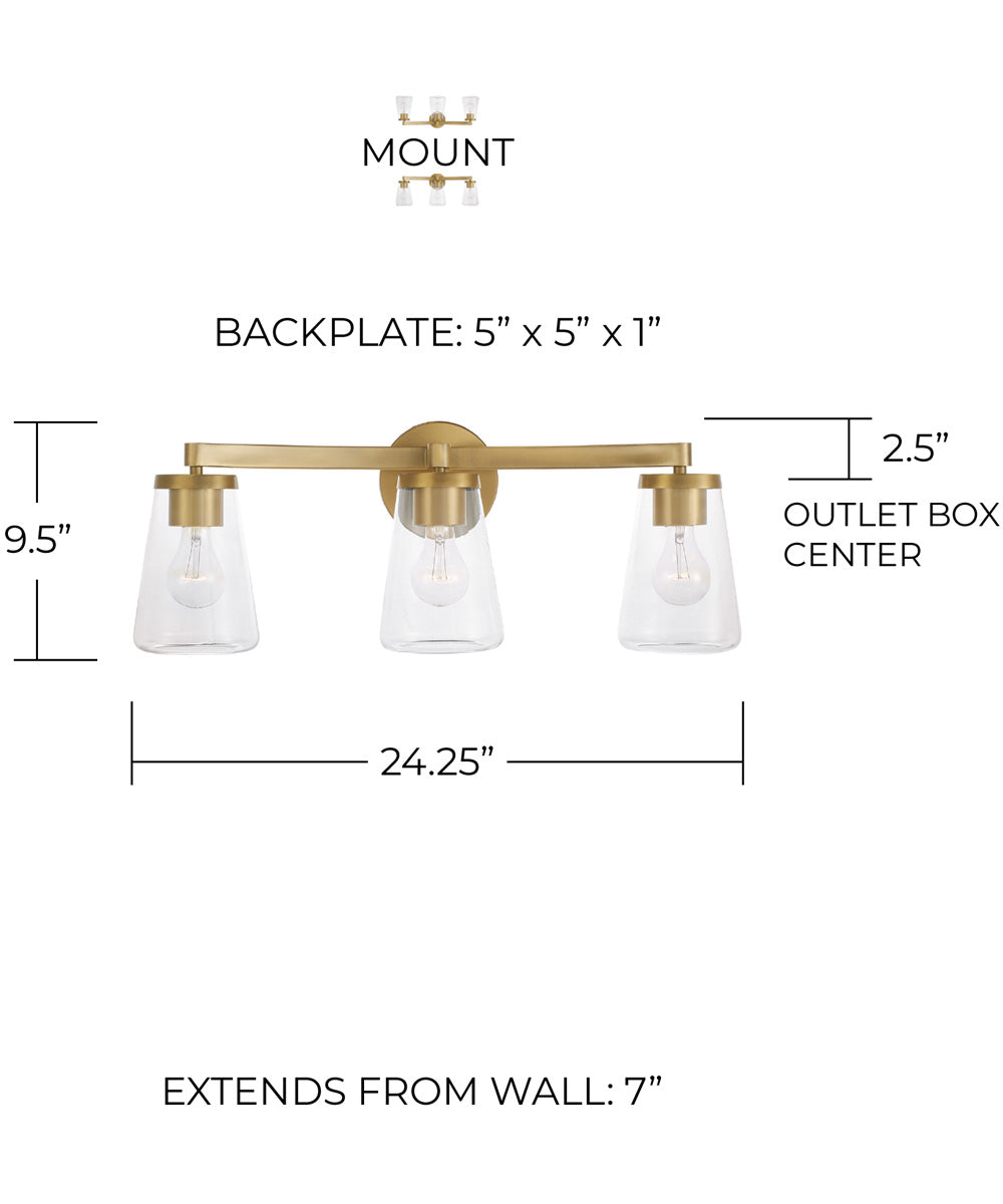 Aaron 3-Light Vanity Aged Brass
