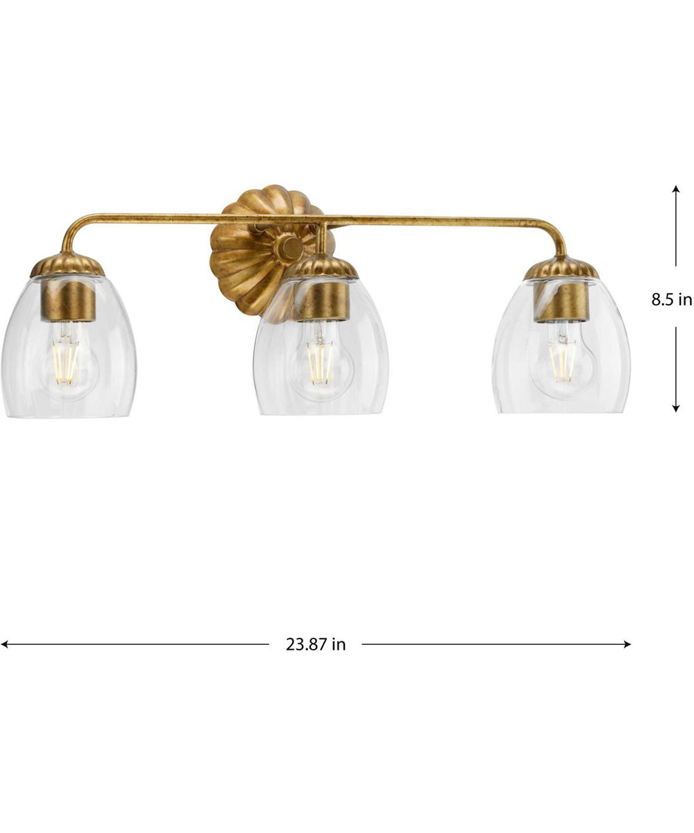 Quillan 3-Light Transitional Bath & Vanity Light Gold Ombre