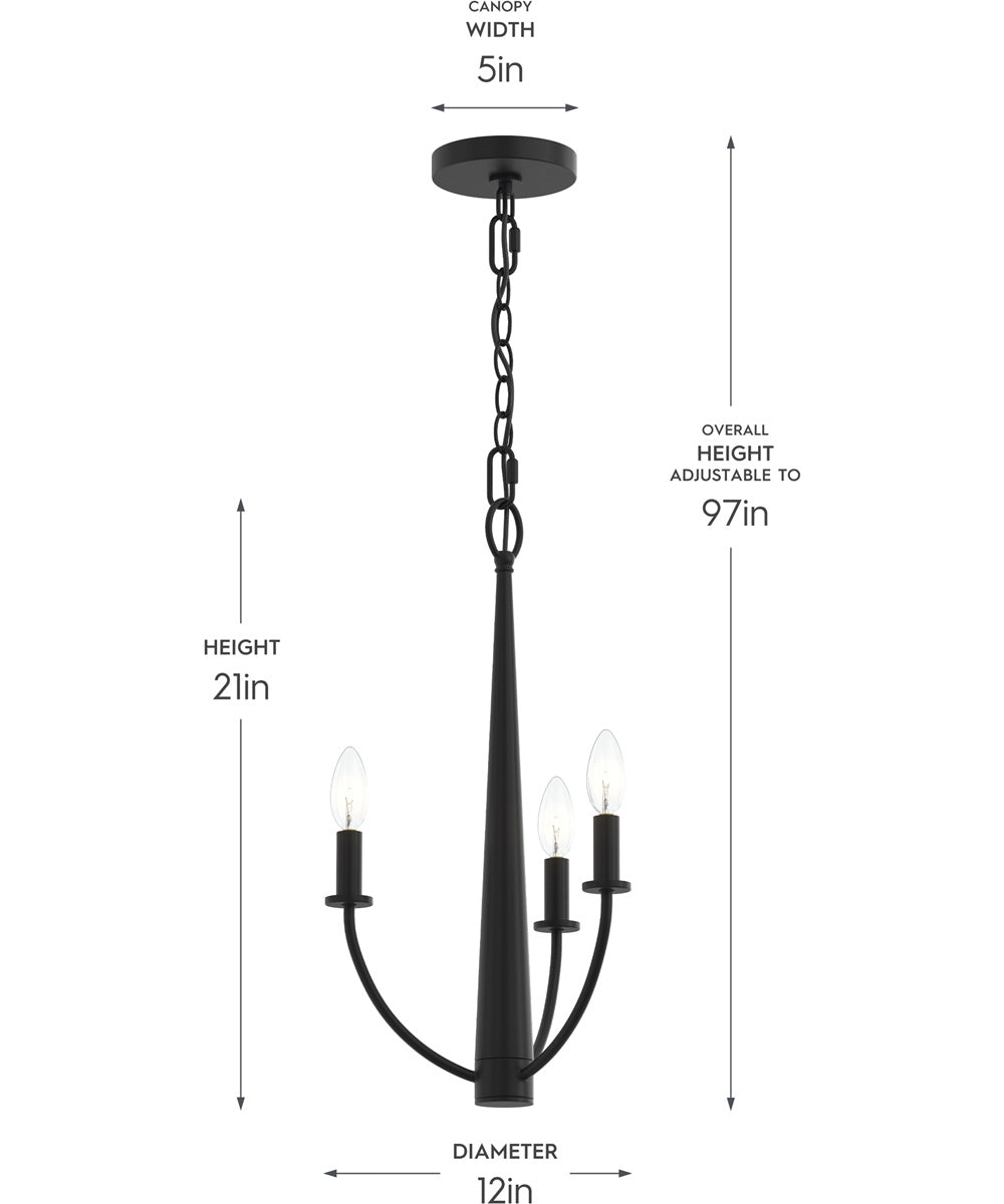 Jheni 3-Light Chandelier Matte Black