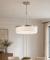 18"w Mercel 3-Light Modern Drum LED Pendant Satin Nickel Finish with White Linen Shade