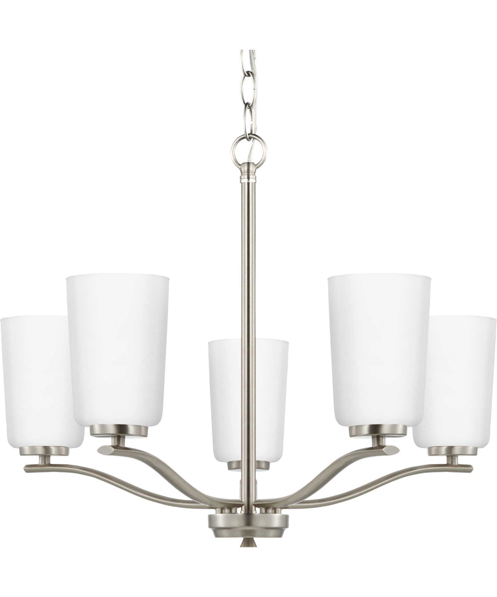 Adley 5-Light Etched White Opal Glass New Traditional Chandelier Brushed Nickel