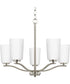 Adley 5-Light Etched White Opal Glass New Traditional Chandelier Brushed Nickel