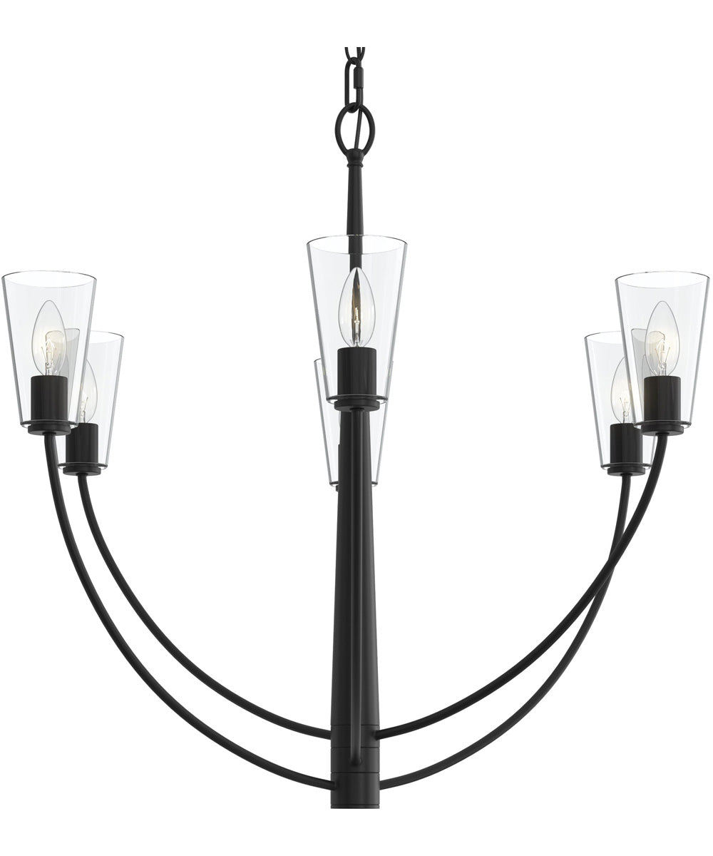 Jheni 6-Light Chandelier with Clear Glass Shades Matte Black