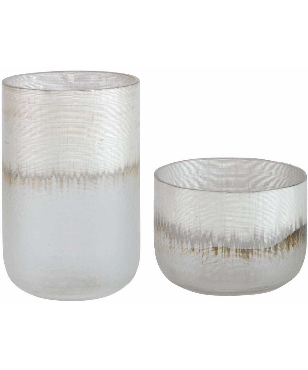 Frost Silver Drip Glass Vases, Set of 2