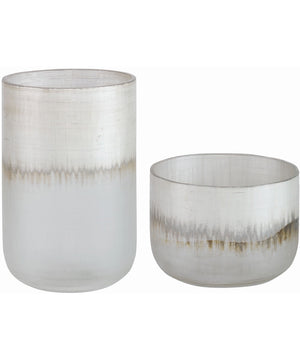 Frost Silver Drip Glass Vases, Set of 2
