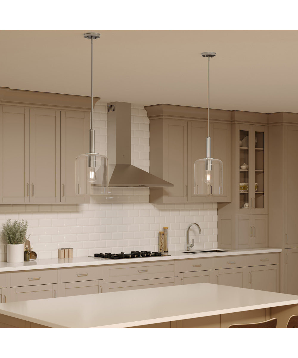 Reines 1-Light Pendant with Clear Glass Shade Brushed Nickel