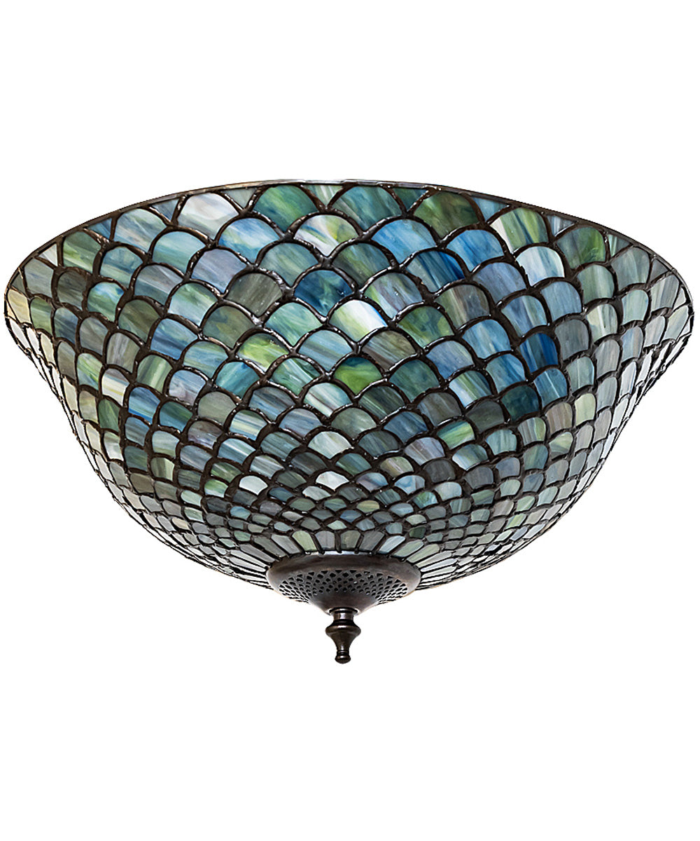 16" Wide Tiffany Fishscale Flush Mount
