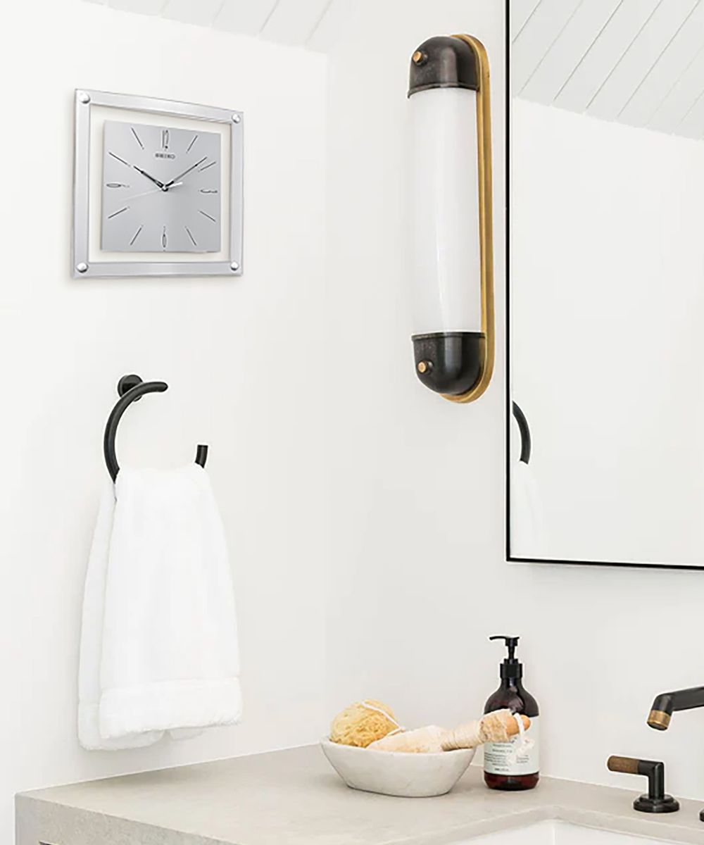 OPEN BOX Wall Clock Square Silver and Glass Glass Cover