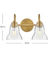 Vera 2-Light Small Two Light Vanity in Lacquered Brass